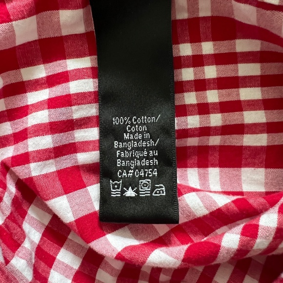 Attitude - Red &White Checkered Long Sleeve Casual Button Down Shirt - Picture 6 of 8